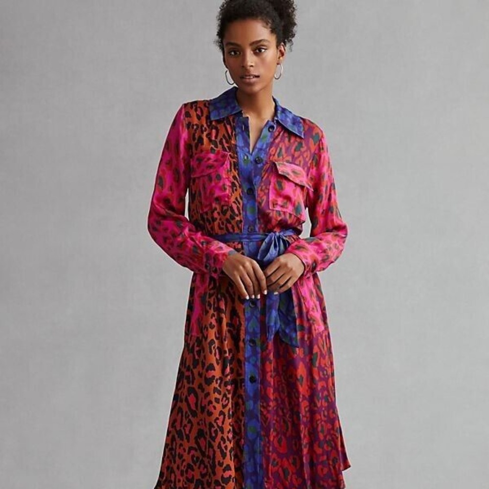 Farm Rio Mixed Leopard Midi Dress Brand New W/Tags